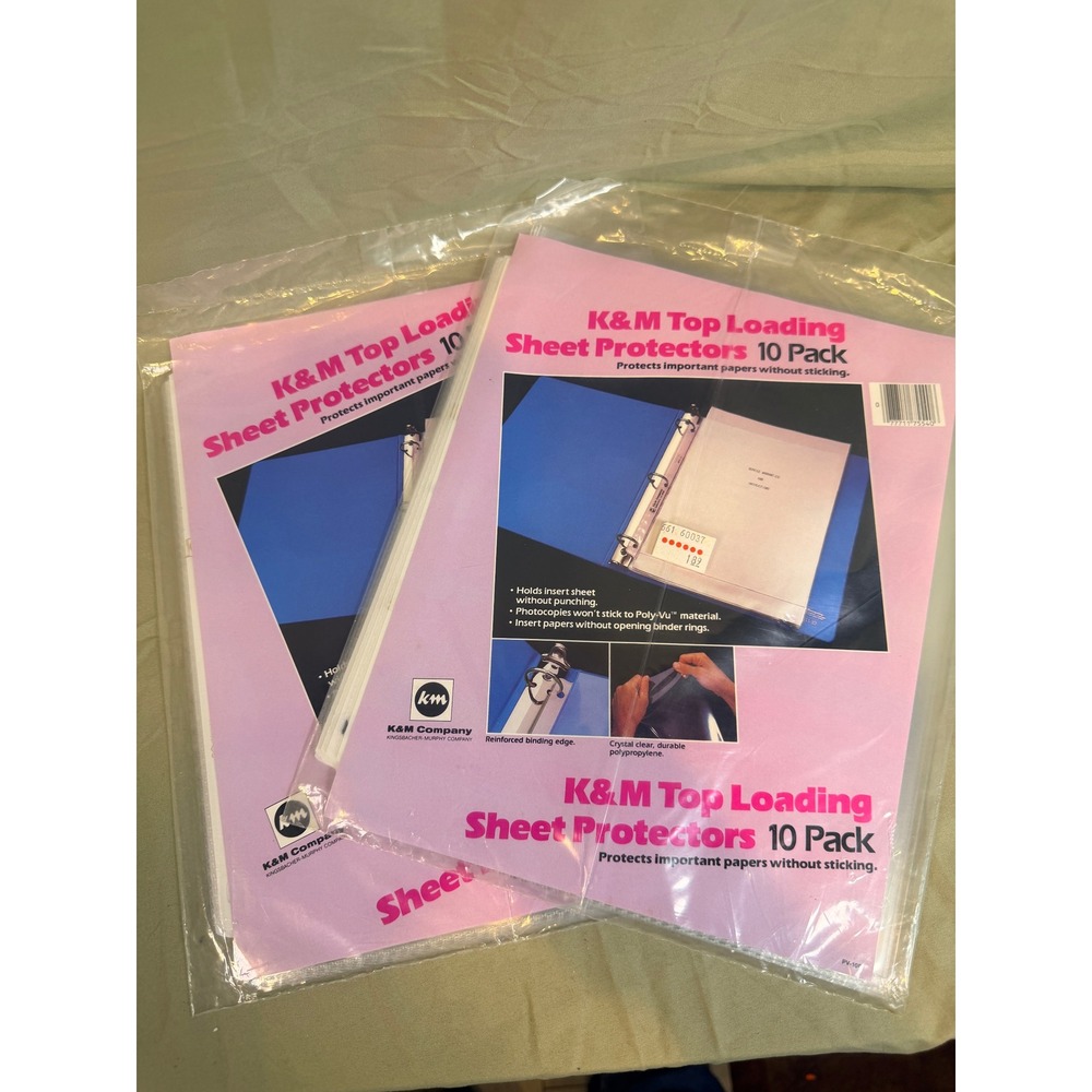 K&M Top Loading Sheet Protectors 10 Pack Lot of 2 Clear Poly-Vu PV-10P Vintage